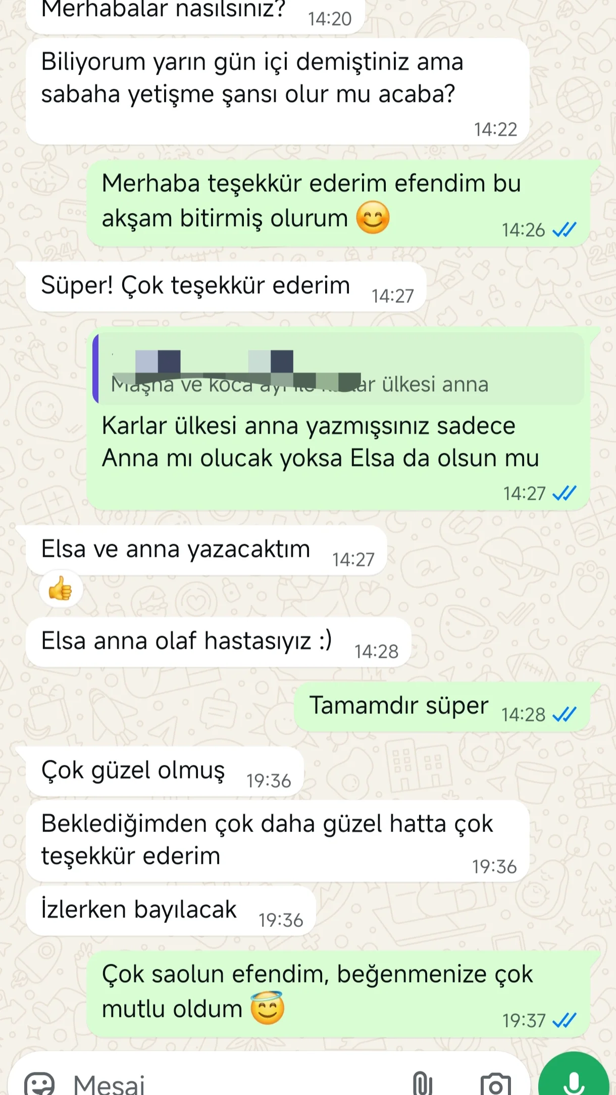 Müşteri WhatsApp mesajı 1